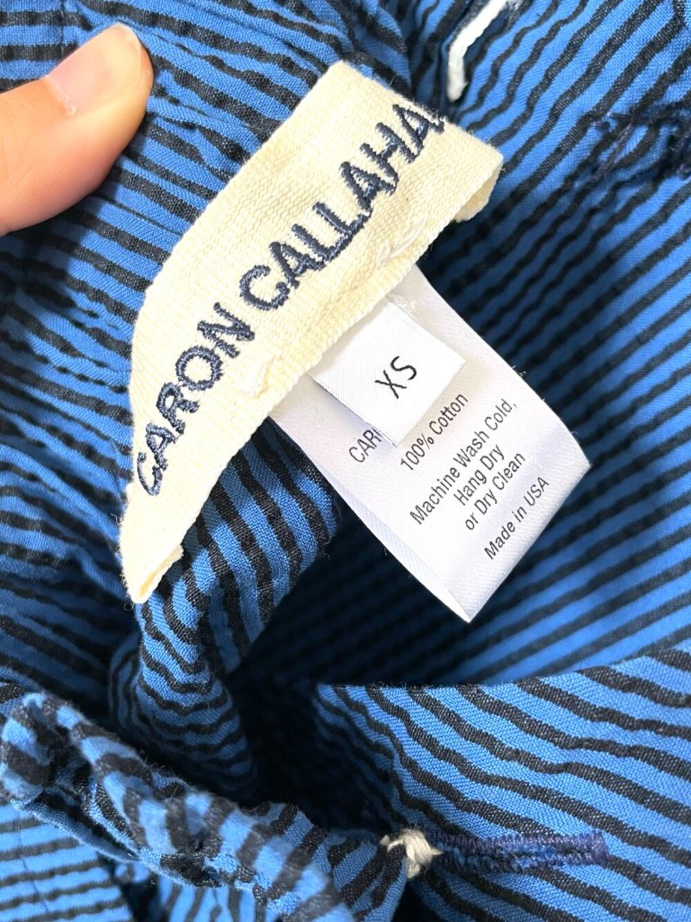 RARE Like New Caron Callahan Potter Jumpsuit in Blue Seersucker Stripe Size XS - Picture 4 of 5
